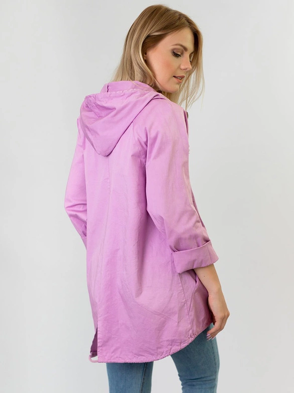 LETNIA KURTKA DAMSKA Z KAPTUREM LILAC (611ART)