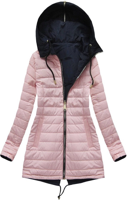 DWUSTRONNA KURTKA Z KAPTUREM GRANATOWA (W621)