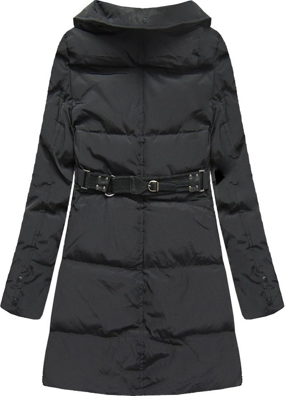 PIKOWANA KURTKA Z PUCHEM NATURALNYM CZARNA (X1296X)