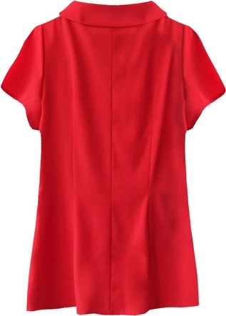 BLUZKA Z WIĄZANYM KOŁNIERZYKIEM CZERWONA (289ART)