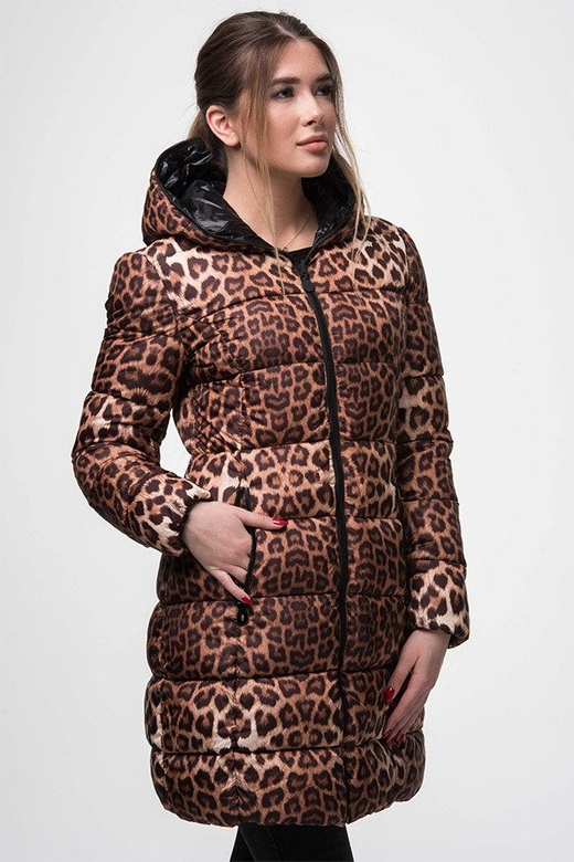 DWUSTRONNA KURTKA W PANTERKĘ BRĄZOWO-CZARNA (J9-009)