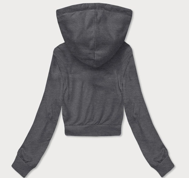 Krótka bluza dresowa z kapturem ciemnoszara (8B939-5)