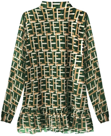 SZYFONOWA BLUZKA Z WIĄZANĄ STÓJKĄ ZIELONA (236ART)