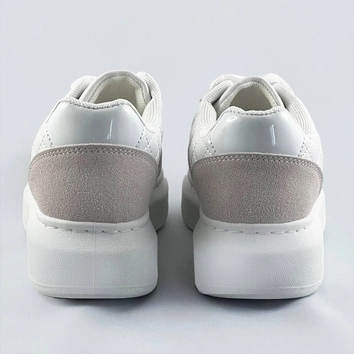 Damskie sznurowane półbuty sportowe biały/beż (rc-50)