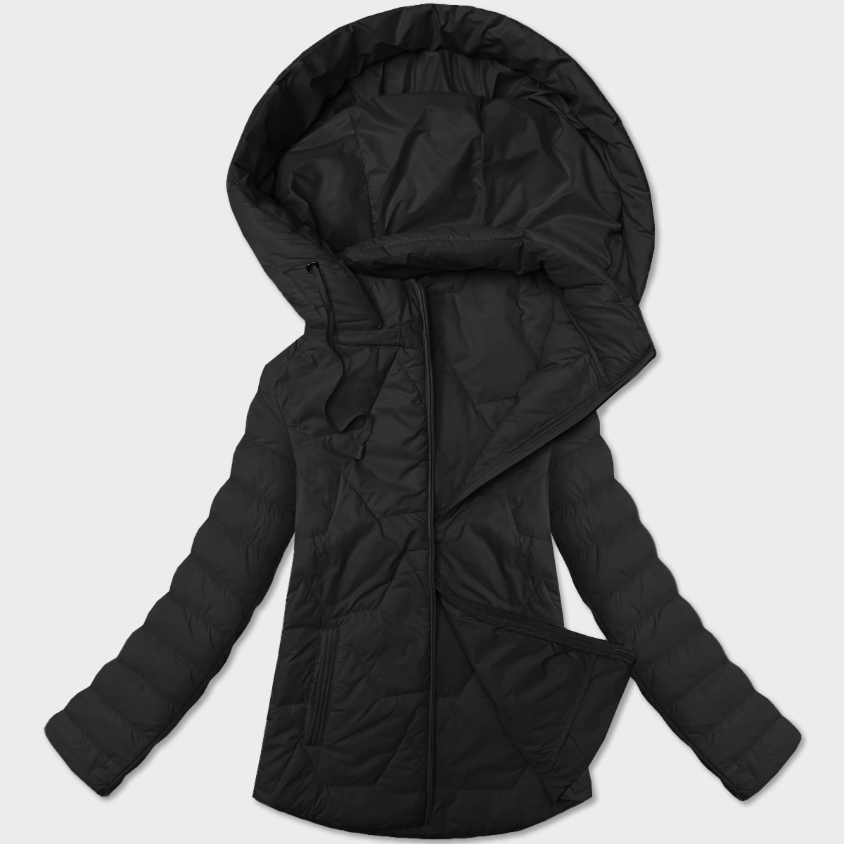 Lekko ocieplana kurtka damska ze stójką i kapturem J Style czarna (16M9229-392)