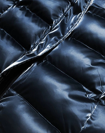 PUCHOWA KURTKA ZIMOWA DAMSKA CIEMNONIEBIESKA (XW822X)