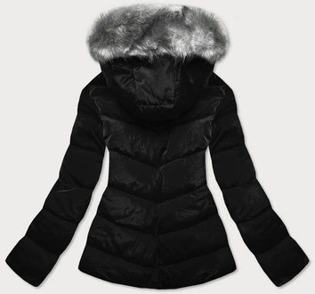 ŚCIĄGANA KURTKA ZIMOWA DAMSKA CZARNA (B9530-1)