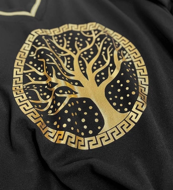 BLUZKA DAMSKA ZE ZŁOTYM NADRUKIEM CZARNA (9386)