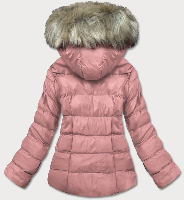 Krótka zimowa kurtka z kapturem różowy (5M723-46)