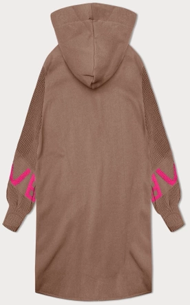 Dresowa narzutka ze swetrowymi rękawami beżowa (5759)