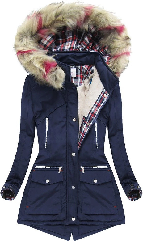 KURTKA DAMSKA ZIMOWA Z KAPTUREM GRANATOWA (39911)