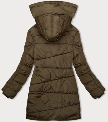 Asymetryczna kurtka damska złotobrązowa (2M-21113)