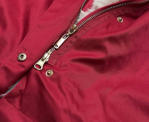 DAMSKA KURTKA PARKA NA FUTERKU CZERWONA (WM888)