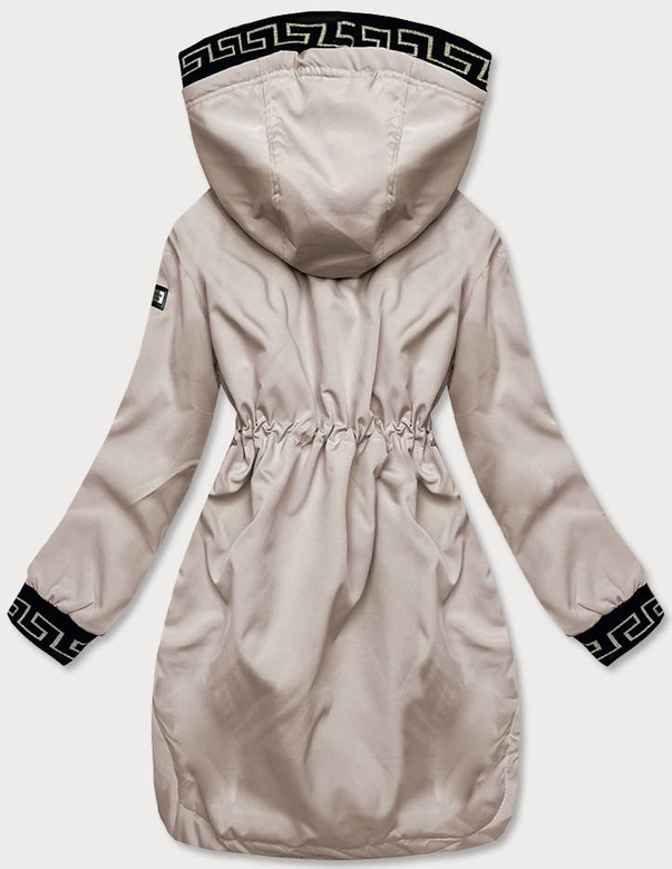 Kurtka damska z ozdobną lamówką beż (B8139-51)