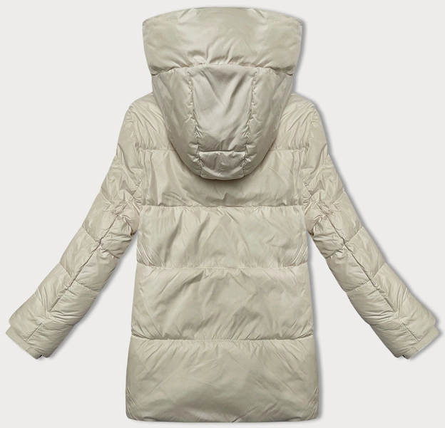 Puchowa kurtka damska z ozdobnymi kieszeniami Glakate ecru (LU-24161#)