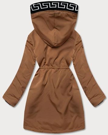 Damska kurtka z futrzaną podszewką karmelowa (B8116-22)