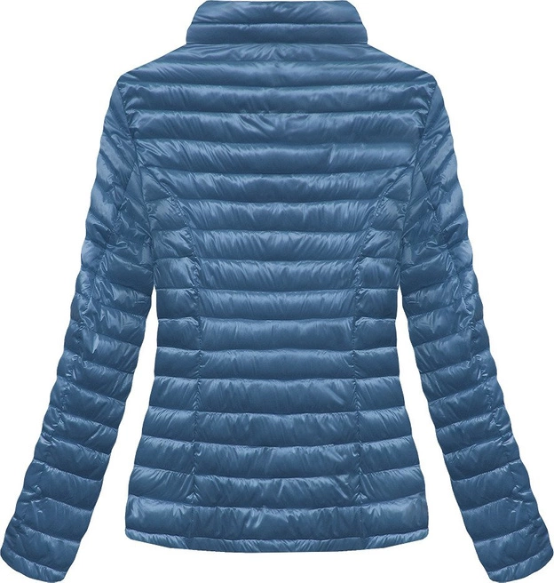 BŁYSZCZĄCA KURTKA ZE STÓJKĄ NIEBIESKA (B2677)