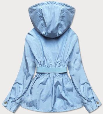 Krótka kurtka damska z paskiem błękitna (ag3-03)