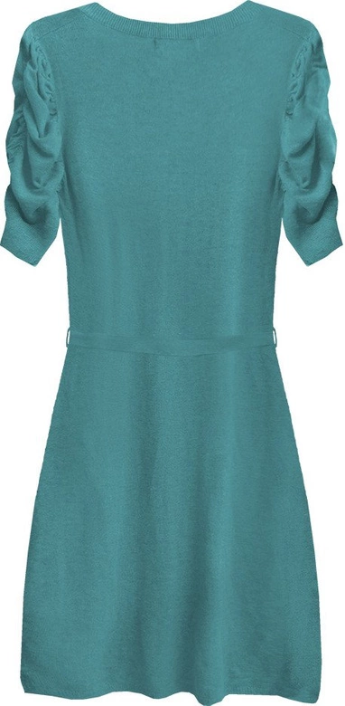 SWETERKOWA SUKIENKA TURKUSOWA (X1109X)