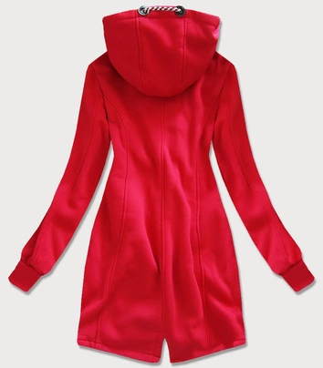 DŁUGA BLUZA DAMSKA Z KAPTUREM CZERWONA (AMG-675)