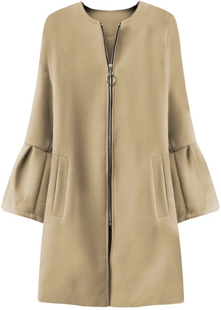 PŁASZCZ Z BUFIASTYMI RĘKAWAMI BEŻOWY (18133)