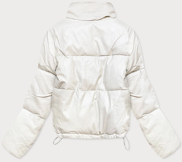 Krótka kurtka damska ze skóry ekologicznej ecru (202016)