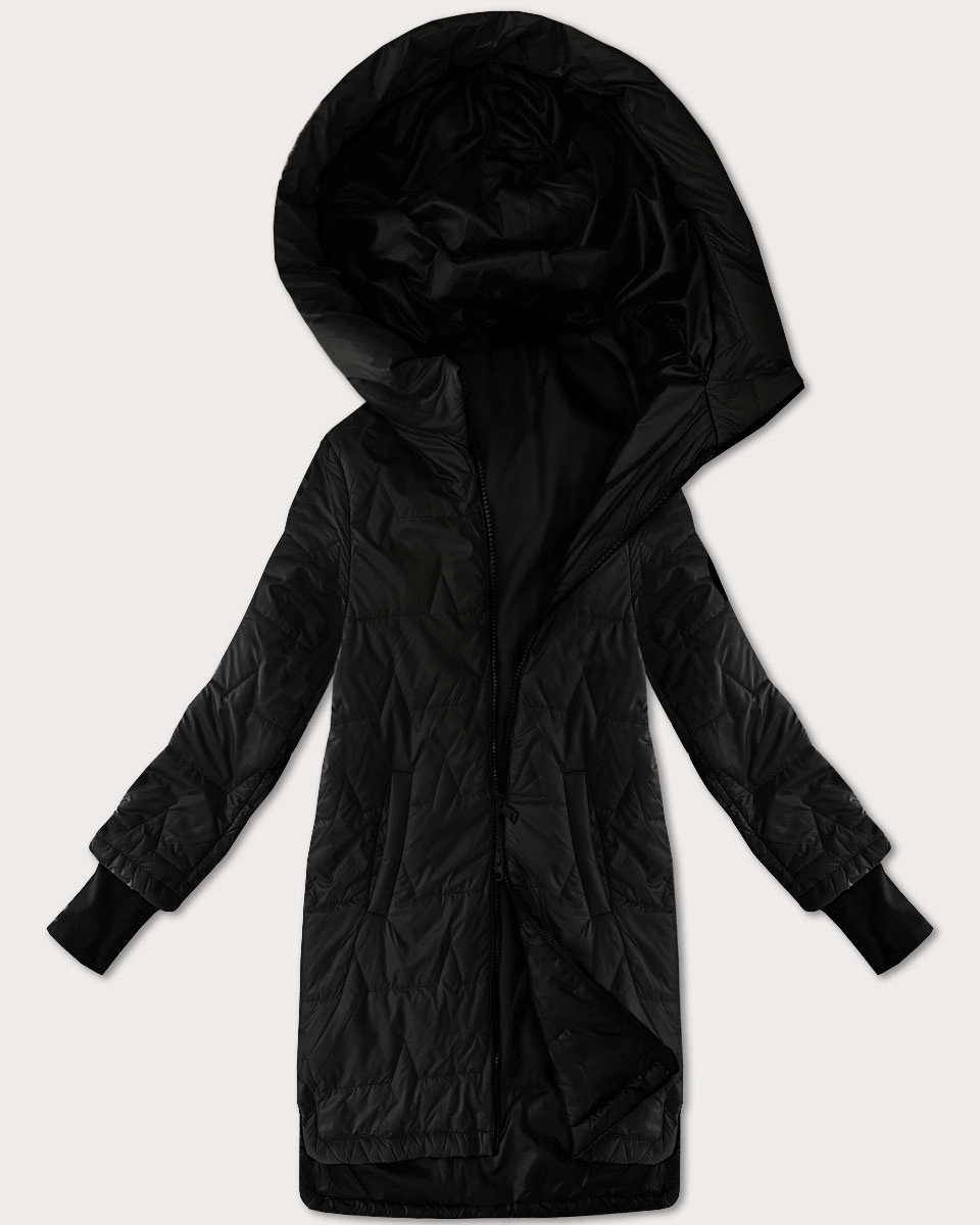 Pikowana kurtka damska z dzianinowymi ściągaczami S'West czarna (B8505-1)