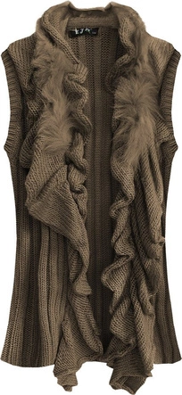 SWETERKOWA KAMIZELKA O GRUBYM SPLOCIE BRĄZOWA (1611)