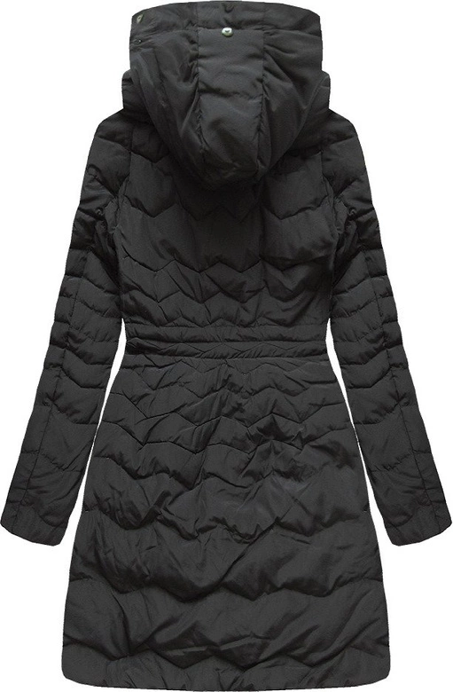 PIKOWANA KURTKA Z PUCHEM NATURALNYM CZARNA (26013)