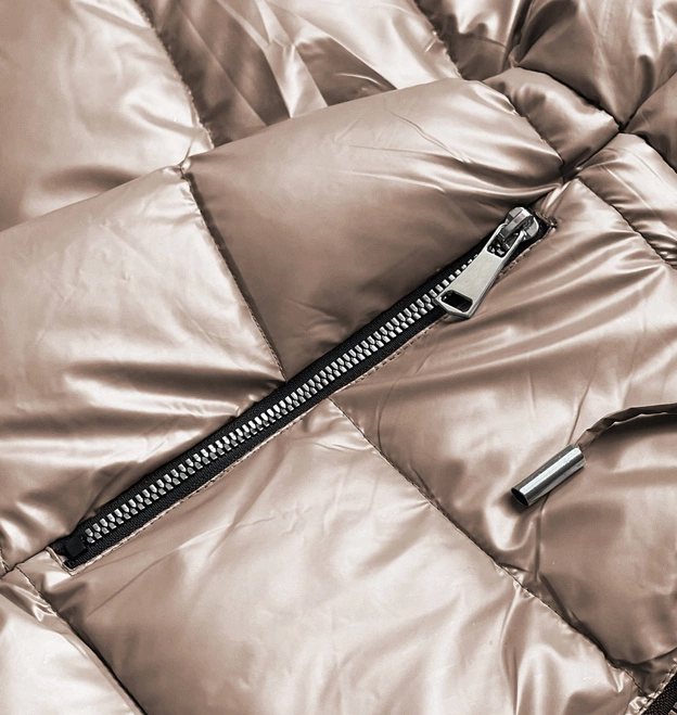 Metaliczna kurtka dwustronna damska kakaowa (b8070-12)