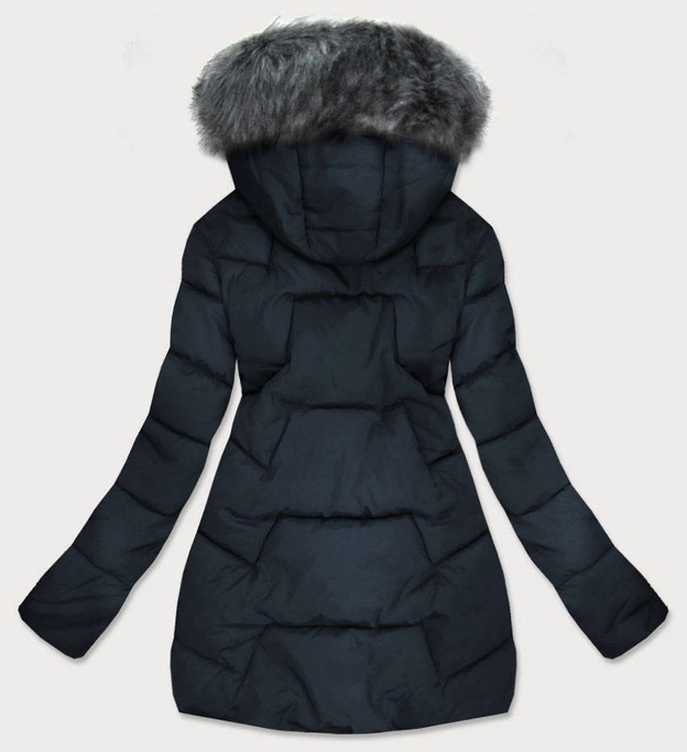 Pikowana kurtka damska zimowa granatowa (r9527)