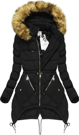 PIKOWANA KURTKA Z KAPTUREM CZARNA (3501W)