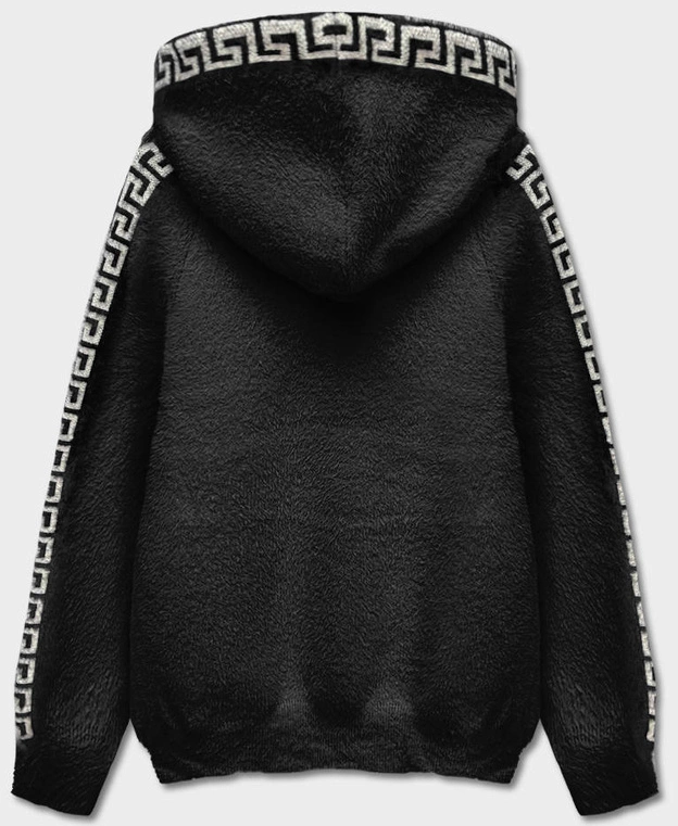 Narzutka kurtka z kapturem a'la alpaka czarna (B6001-1)