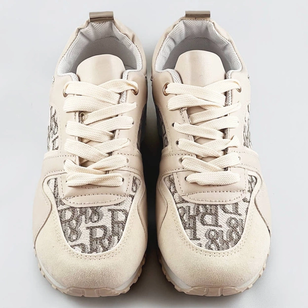 Damskie adidasy na podwyższonej podeszwie beżowe (666-20)