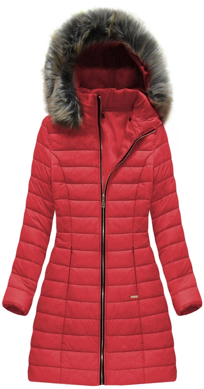 DŁUGA PIKOWANA KURTKA CZERWONA (X7160X)