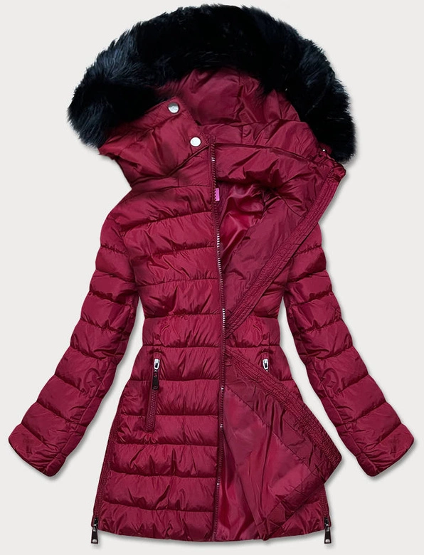 DAMSKA KURTKA Z SUWAKAMI BORDOWA (8975-B)