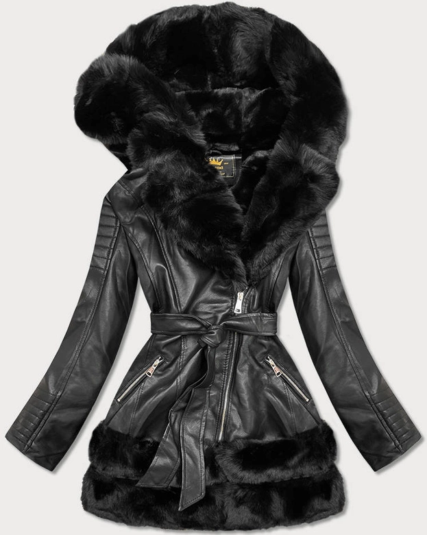 RAMONESKA Z FUTRZANĄ PODSZEWKĄ CZARNA (5544BIG)