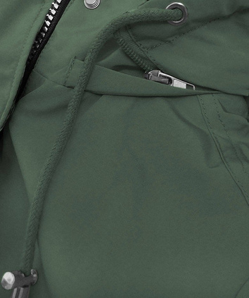 DWUSTRONNA PARKA DAMSKA Z KAPTUREM KHAKI-CZARNA (W354)