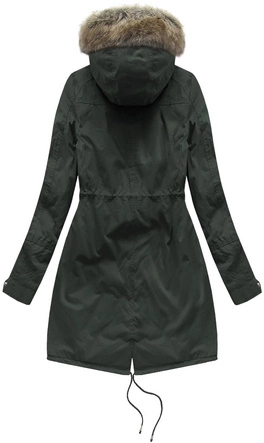 Kurtka damska typu parka na misiu z kapturem army (7602BIG)