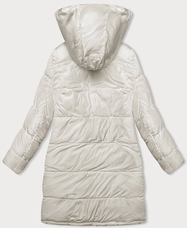 Gruba dwustronna kurtka zimowa damska brąz-ecru (V768g)