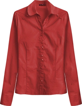 BAWEŁNIANA KOSZULA Z PASKIEM CZERWONA (1017)