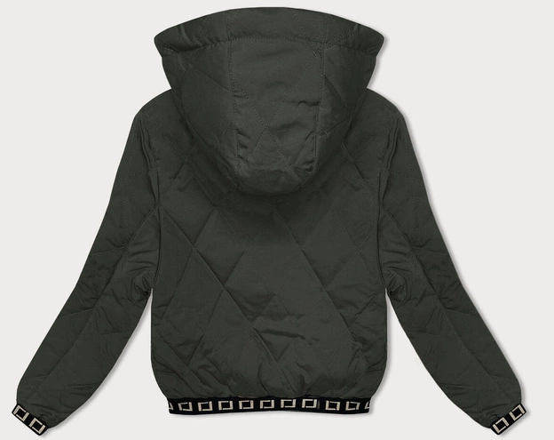 Pikowana kurtka z ozdobnymi ściągaczami army (16M9086-136)