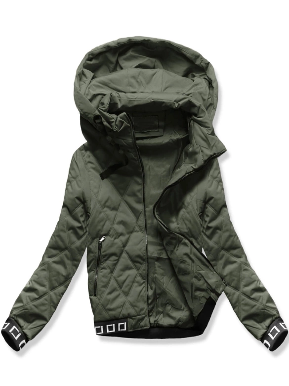 Pikowana kurtka z ozdobnymi ściągaczami army (16M9086-136)
