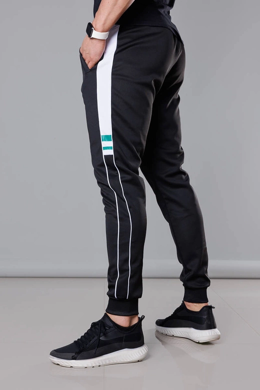 Męskie dresy z lampasami czarne (8K161)