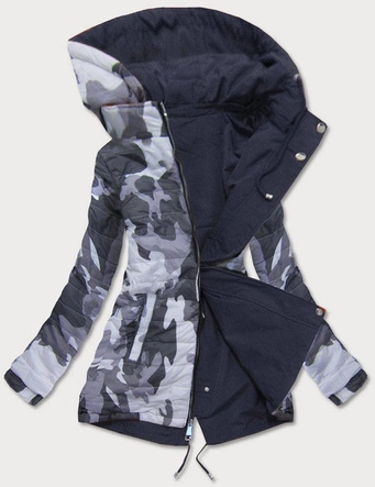 DWUSTRONNA PARKA DAMSKA Z KAPTUREM GRANAT-MORO (XW665X)