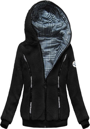 DWUSTRONNA BLUZA Z KAPTUREM GRANATOWO-CZARNA (659A)