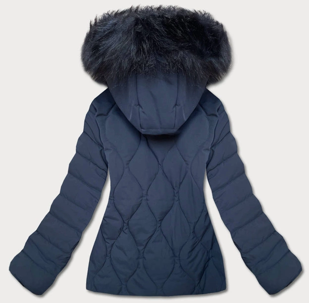 Krótka zimowa kurtka z ozdobnym pikowaniem granatowa (16m9056-215)