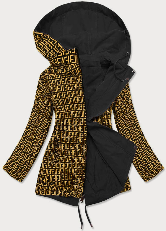 Dwustronna kurtka parka damska czarno/żółta (w703big)