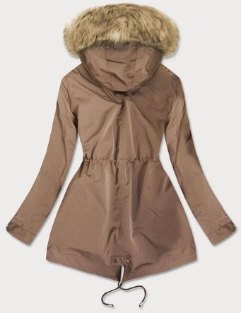 DAMSKA PARKA Z PODPINKĄ BRĄZOWA (3399B)