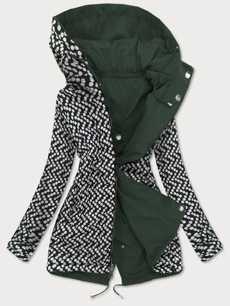 DWUSTRONNA KURTKA PARKA DAMSKA KHAKI/KROPKI (W662BIG)
